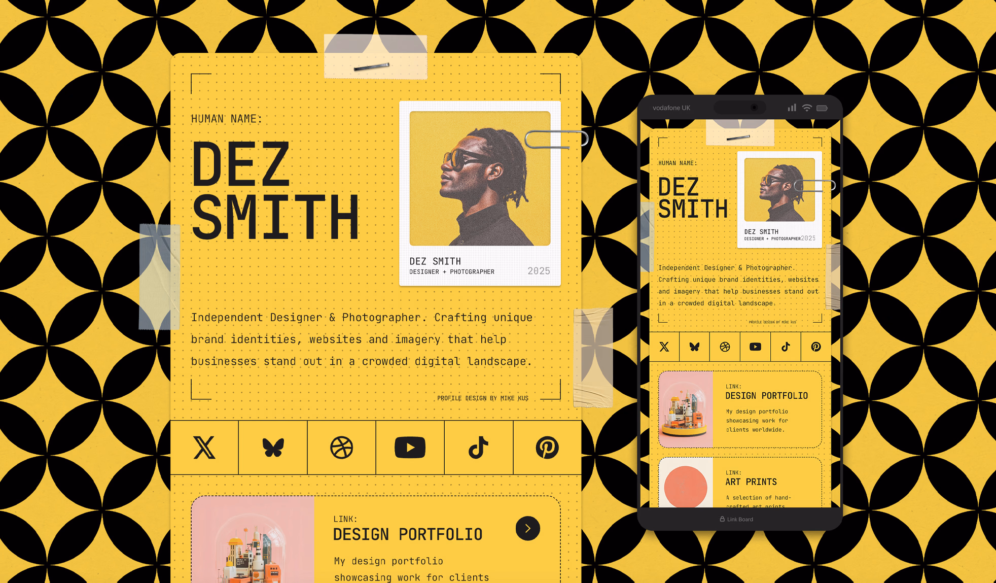Linkboard design - yellow black