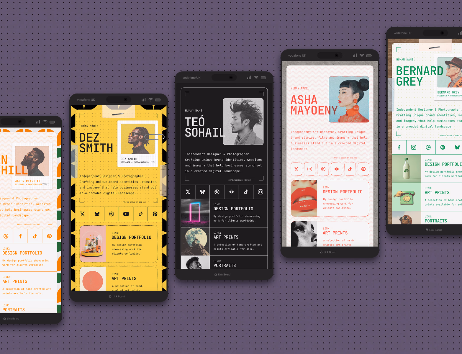Linkboard Design - mobile screens